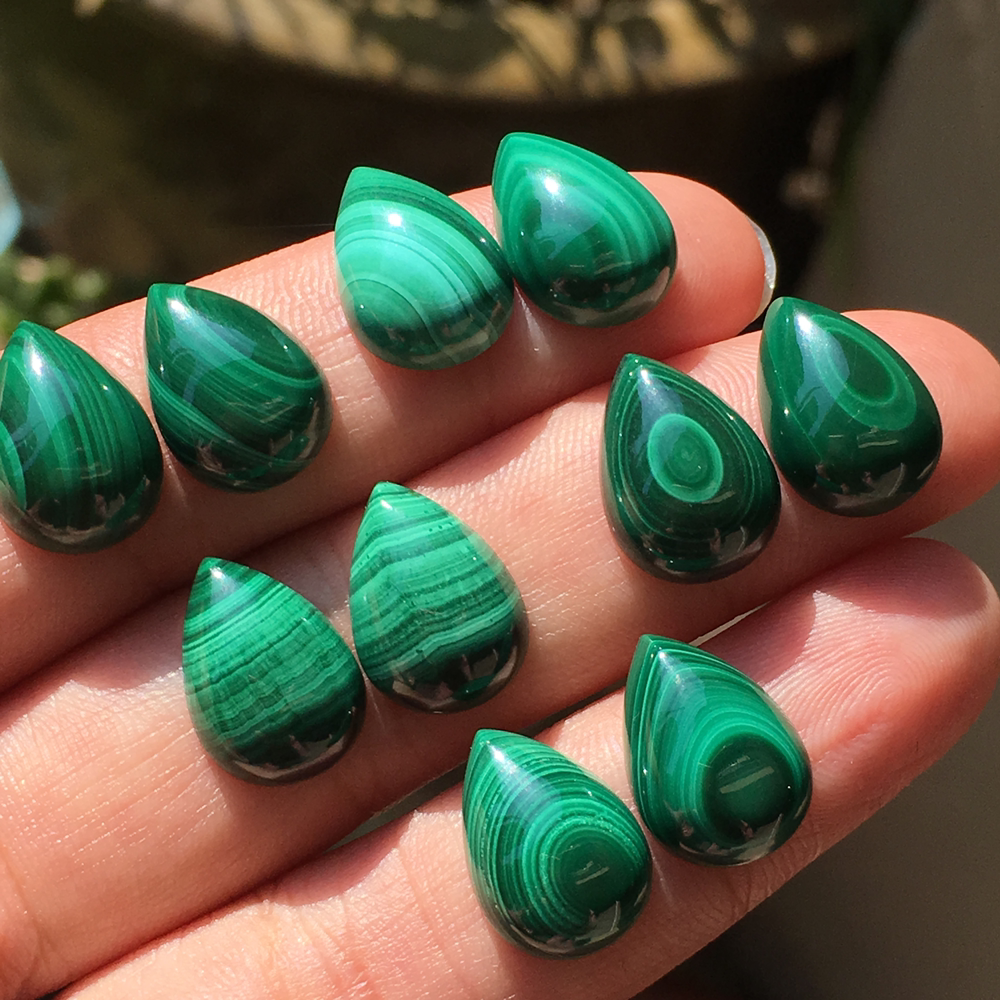 耳钉料！天然孔雀石小水滴镶嵌绕线耳坠锁骨链高瓷纹 打孔备注