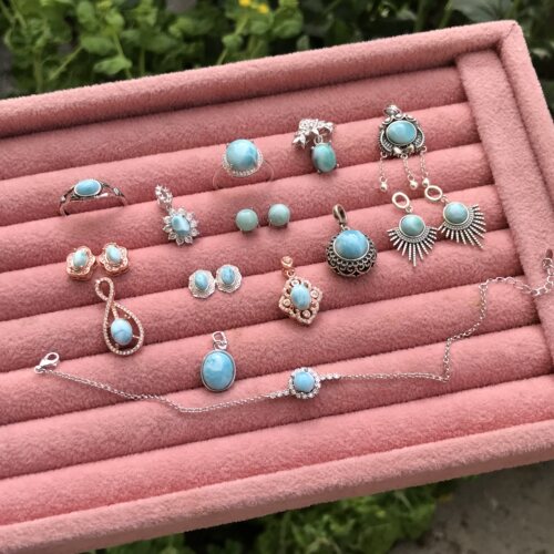 #s925银新品天然海纹石拉利玛镶嵌成品戒指/吊坠/耳钉耳钩/手链