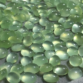 椭圆形 天然葡萄石椭圆形裸石戒面镶嵌绕线戒指耳钉内有棉裂