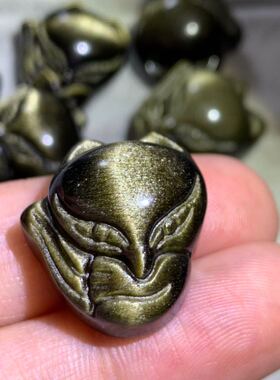 diy天然金曜石手链狐狸吊坠