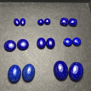 耳钉料!天然青金石椭圆/方形戒面裸石蛋面老矿原石镶嵌耳钉