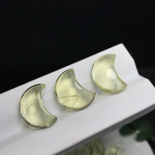 月亮！天然黄水晶无孔月亮形裸石柠檬黄绕线吊坠棉裂体打孔需备注
