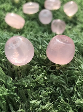 单珠~天然粉水晶苹果珠/筒珠通孔编绳挂饰手链锁骨链DIY吊坠