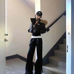 小个子加厚保暖毛领外套 棉服女2025新款 美式 复古风收腰显瘦短款