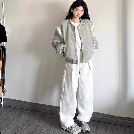 早春季韩系外套女短款棒球服春秋冬季2025新款开春夹克夹棉小个子