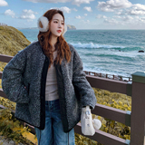 独特设计感灰色羊羔毛羽绒服女冬季超火好看高级小众加厚保暖外套，女装羽绒服，2B110