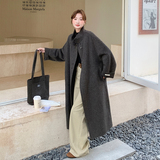 灰色立领双面羊毛大衣女2025年冬季新款高级感中长款过膝毛呢外套，女装毛呢外套，2B110