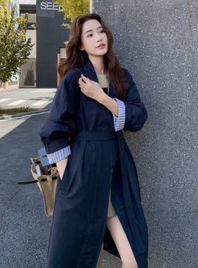 现货 新款首发 290A-3696-P175-K248 藏青色卷边风衣