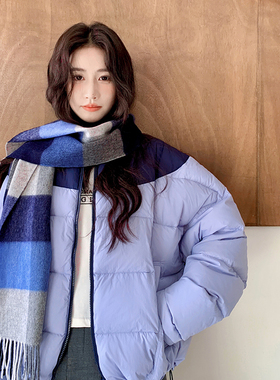 已现货 90绒 蓝色拼接棒球服90绒 2B110-3551-P265-K398