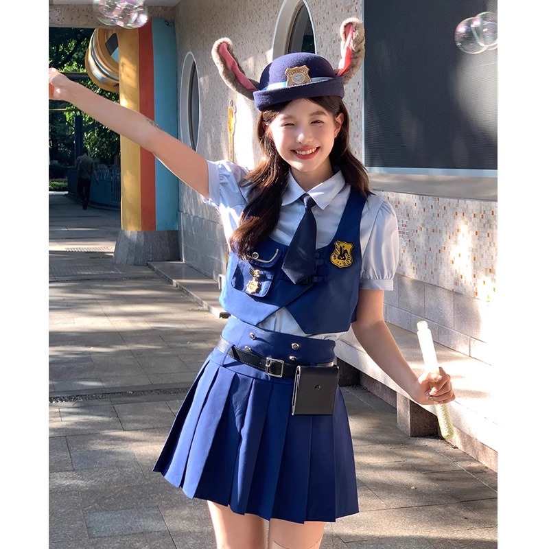 环球动物城迪士尼穿搭游园朱迪兔子警官cos制服学生校服JK套装夏