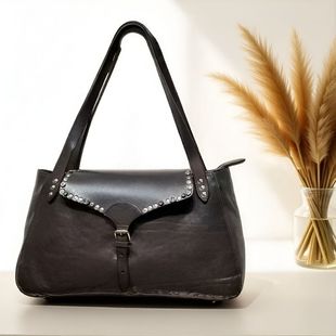 意大利小众设计植鞣牛皮大容量单肩包电脑包腋下包头层牛皮登记包