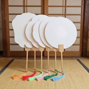 非遗漆扇漂漆空白宣纸团扇中国风可写字画画水拓画扎染拓印团扇子