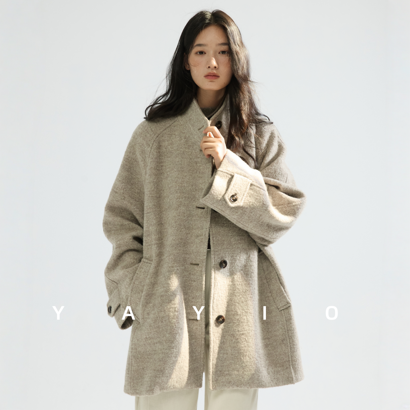 YAYIO 【长期主义】羊毛呢外套女秋冬新款宽松复古气质中长款大衣,女装/女士精品,毛呢外套,淘宝优惠券,粉丝福利购,淘宝优惠卷