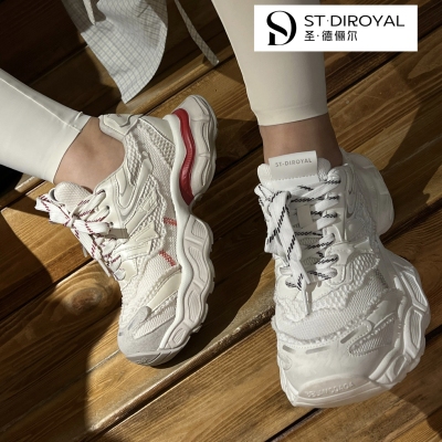圣德俪尔2026春季新款厚底网面休闲鞋圆头学院风时尚老爹鞋运动鞋