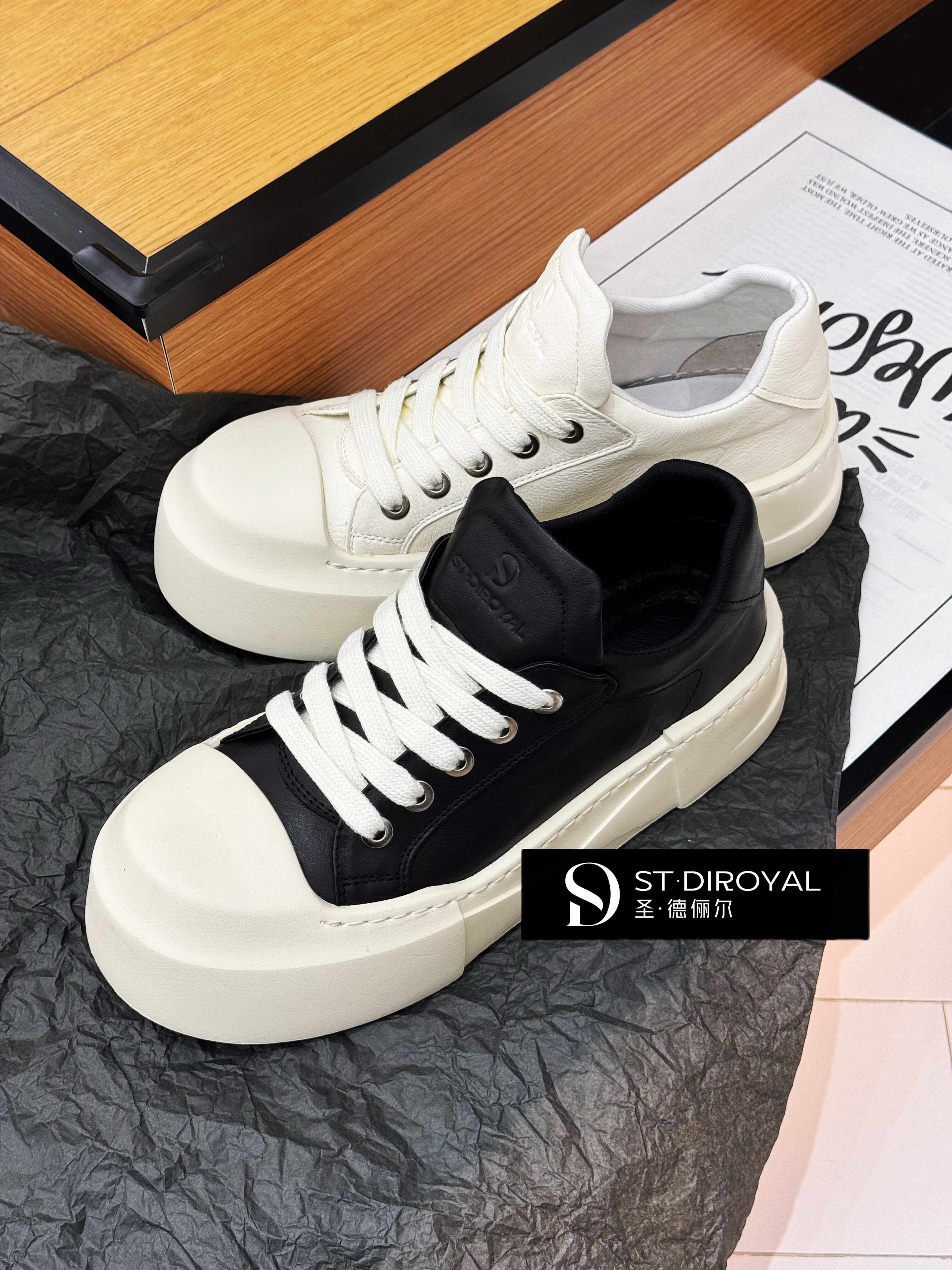 圣德俪尔男鞋2026春季新款百搭休闲鞋厚底增高时尚真皮大头板鞋潮,流行男鞋,休闲板鞋,淘宝优惠券,粉丝福利购,淘宝优惠卷