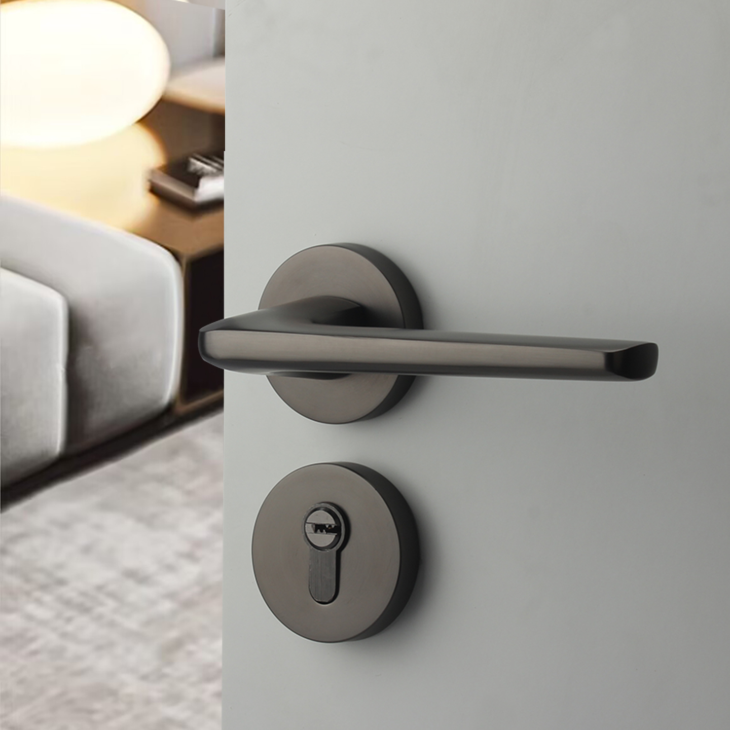 黑灰色分体套装静音室内门锁