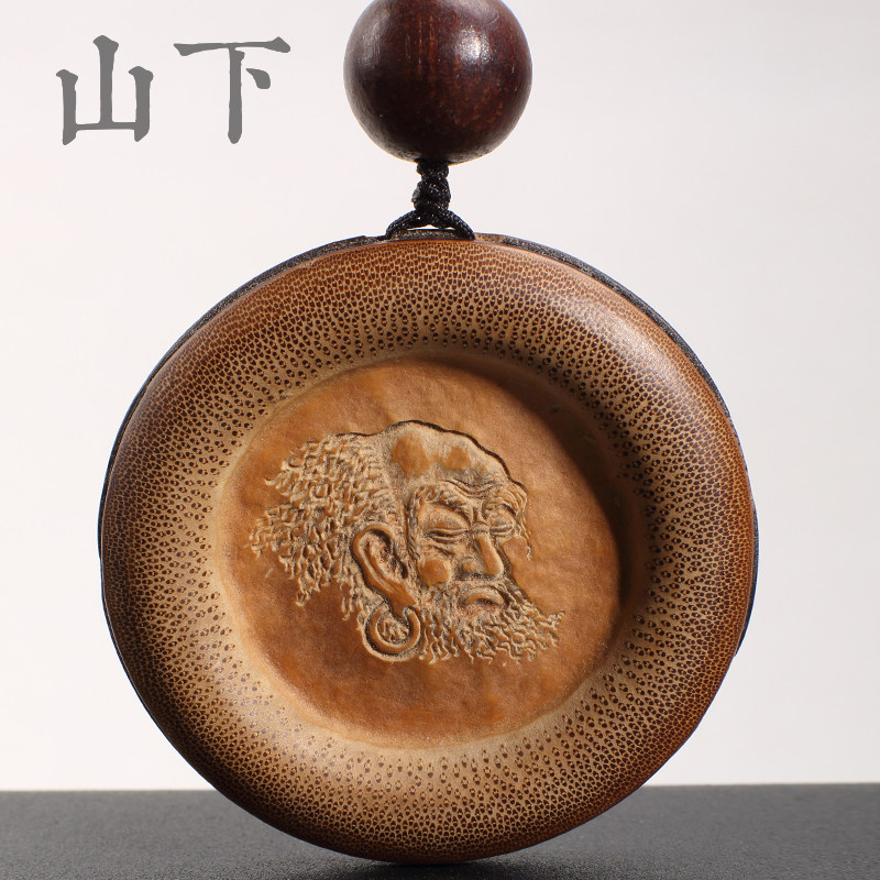 竹节雕刻达摩挂件手把件精品可把玩竹精细打磨老竹器茶道收藏可养