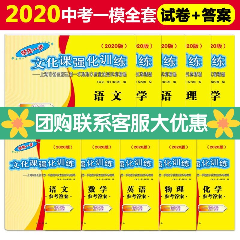 2020版上海市中考一模卷 领先一步文化课强化训练 中考语文数学英语物理化学 试卷+答案 全套10本 2020年上海中考一模