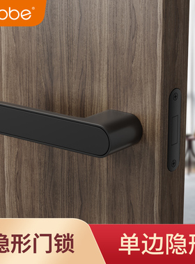 卡贝隐形门锁黑色单面锁暗装暗藏式隐藏背景墙门把手静音门锁室内