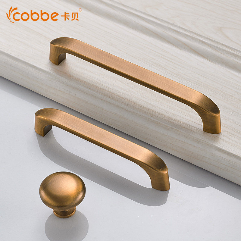 卡贝抽屉柜门拉手衣柜黄古铜欧式门把手中式柜子橱柜现代简约拉手