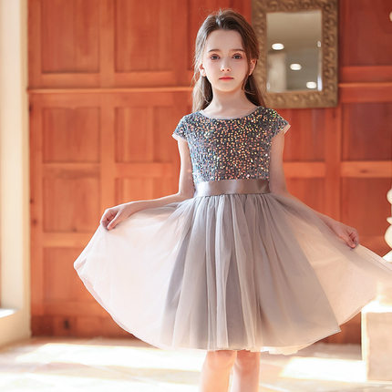 夏季儿童生日公主裙洋气女童婚纱裙小女孩学生演出礼服大童连衣裙