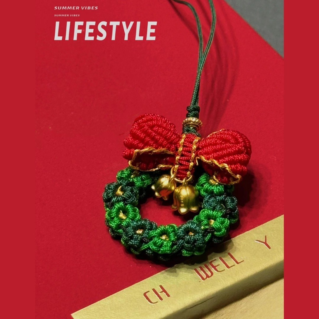 铃兰花圣诞花环编绳手编成品圣诞树diy材料包手机车挂件项链礼物