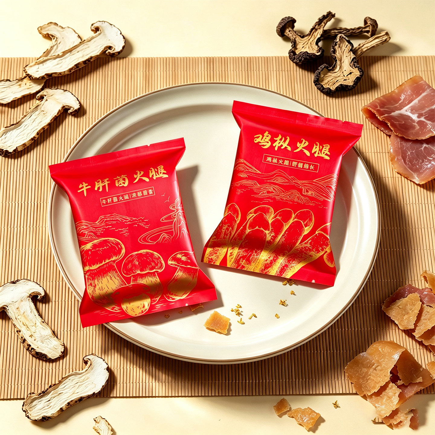 26年新款野生菌火腿月饼袋子 干巴菌黑松露松茸鸡枞牛干菌火腿袋
