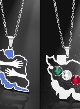 伊朗地图水晶304不锈钢项链
