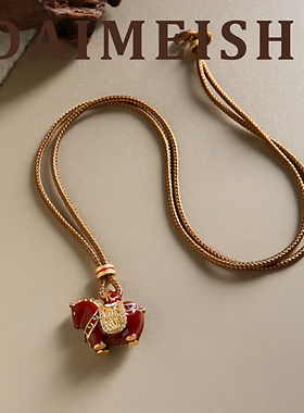 轻奢锆石红色滴油马上有钱毛衣链