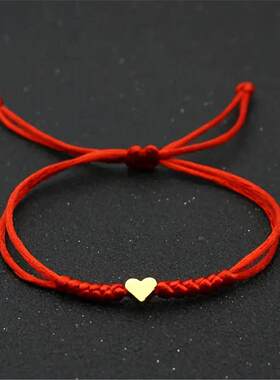 TEMU金色爱心情侣手工合金手链