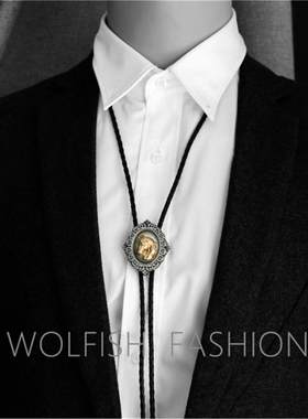 日韩复古英伦牛仔波洛领带项链