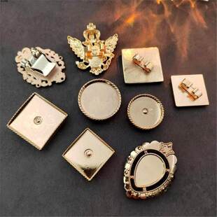 DIY金色波洛领带配件可镶钻厚实金属底托老鹰花纹款项链固定配件