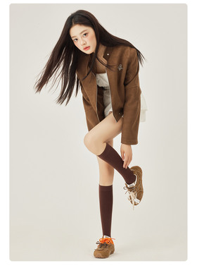 格雷系小腿袜女春秋微压显瘦jk袜子黑灰色高筒袜冬季过膝盖长筒袜