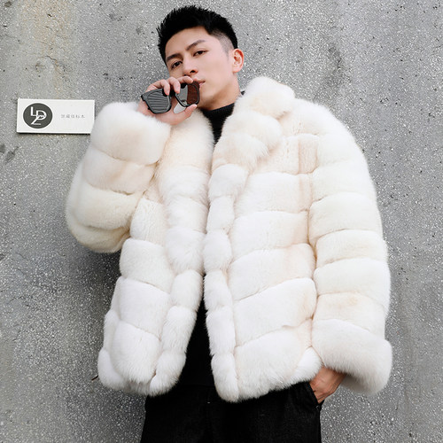 原生态狐狸毛男士皮草外套
