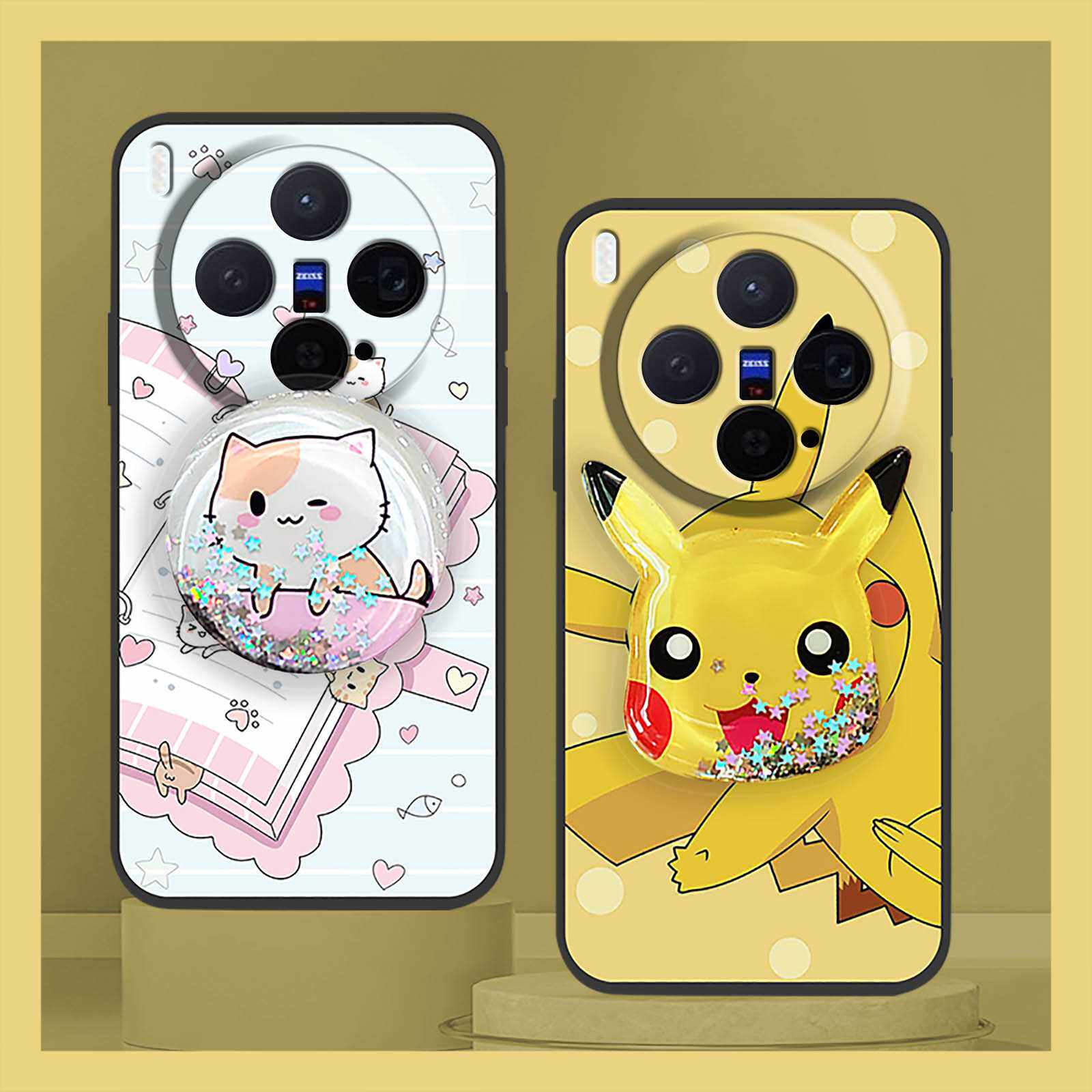 适用VIVO X300手机壳卡通旋转流沙支架防尘质感青春硅胶潮流