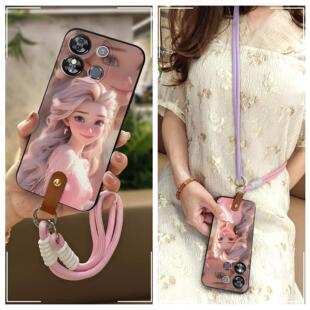 适用欧奇C57 Pro/Oukitel C57S手机壳挂脖新款腕带创意双色女款简约潮流青春卡通防尘软壳情侣挂绳可爱斜跨