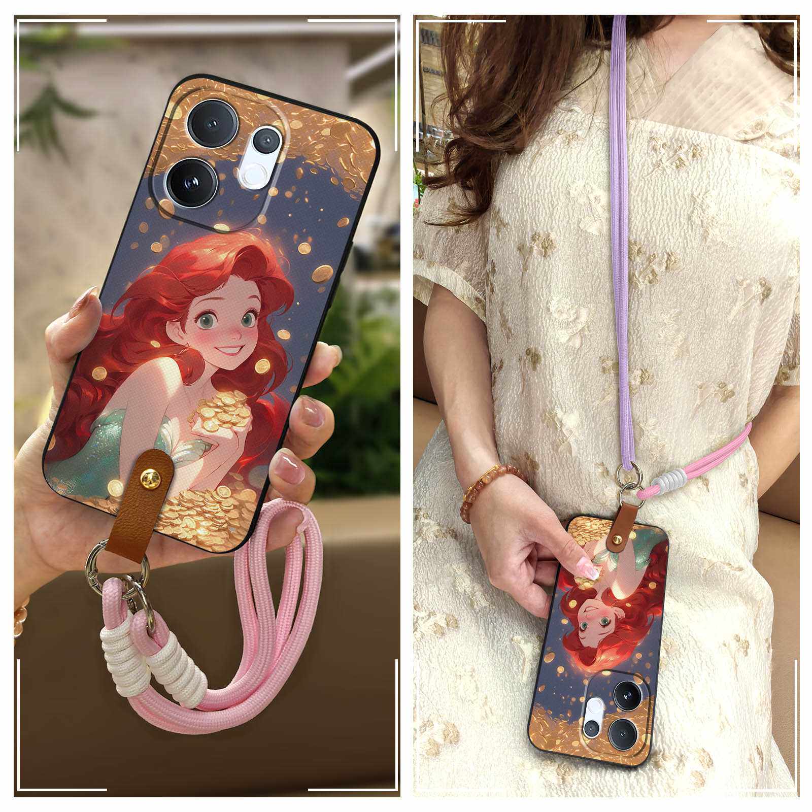 适用VIVO V70 5G手机壳Q版腕带青春硅胶挂绳双色质感潮流