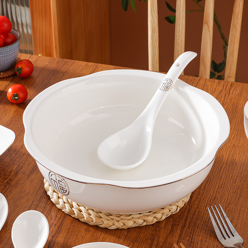 陶瓷简约家用描金边大汤碗