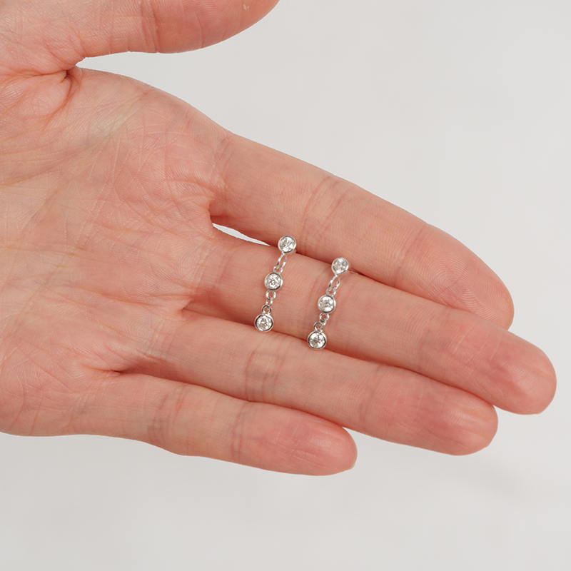 【CnHnOn脂肪商店】s925纯银莫桑钻流苏链条高级质感简约耳钉耳环