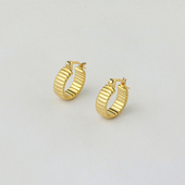 CnHnOn脂肪商店 s925纯银迷你条纹质感小耳圈时髦简约小耳钉