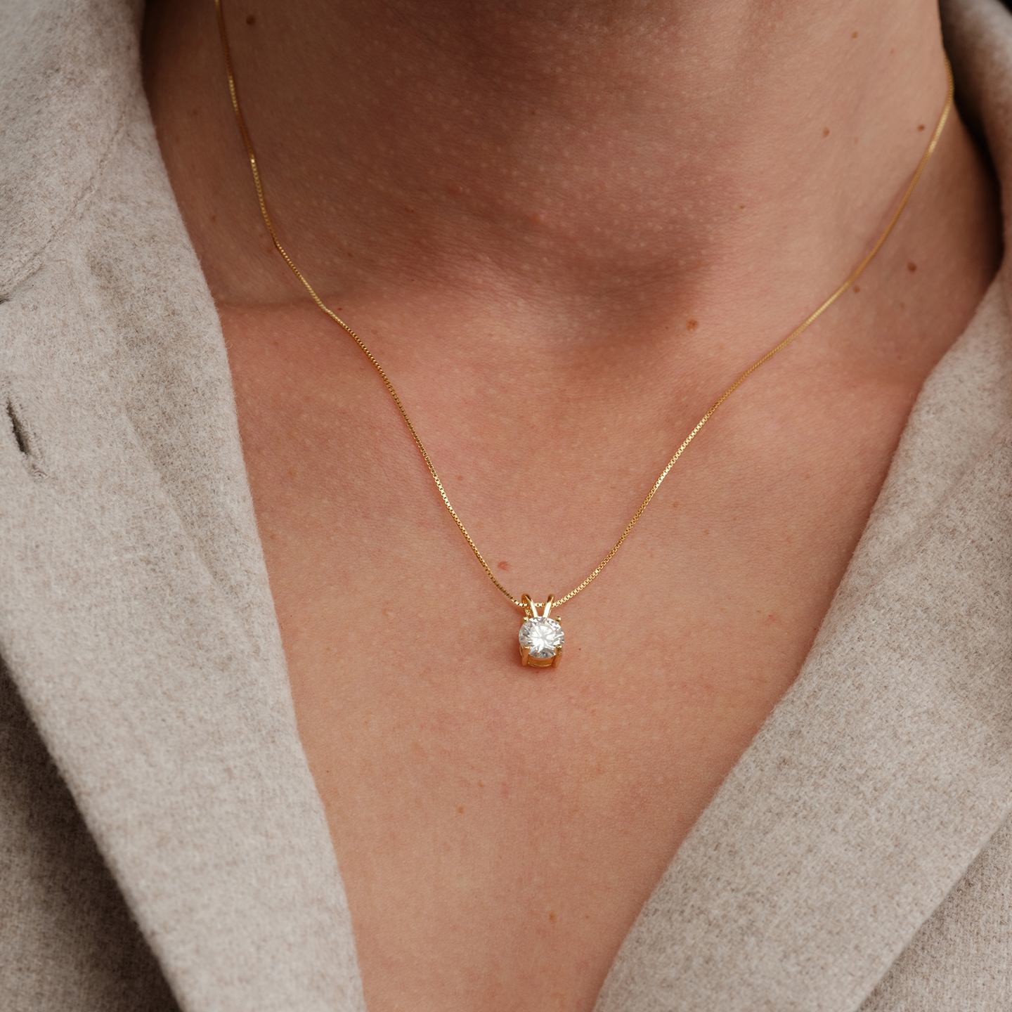 【CnHnOn脂肪商店】s925纯银莫桑钻圆钻单颗高级细蛇骨链锁骨项链