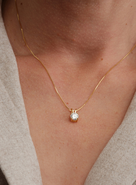 【CnHnOn脂肪商店】s925纯银莫桑钻圆钻单颗高级细蛇骨链锁骨项链