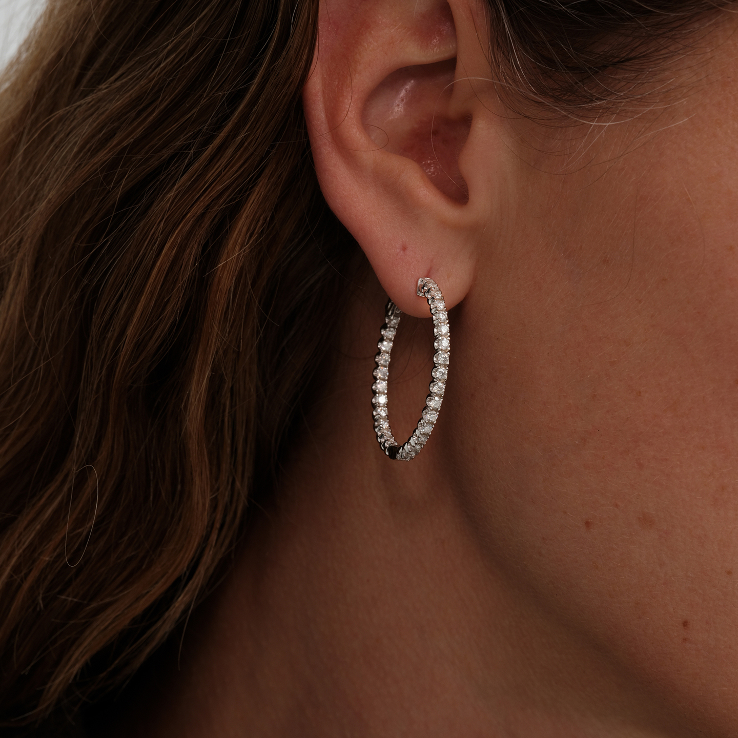 【CnHnOn脂肪商店】s925纯银莫桑钻镶嵌满钻高级珠宝质感耳圈耳环