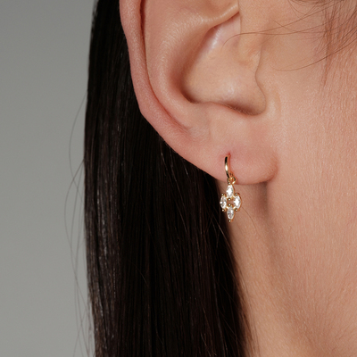 【CnHnOn脂肪商店】s925纯银法式优雅迷你蕾丝钻花微镶耳钩耳钉