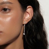 CnHnOn脂肪商店 s925银高品质4a活彩锆石水滴链条钻流苏耳环