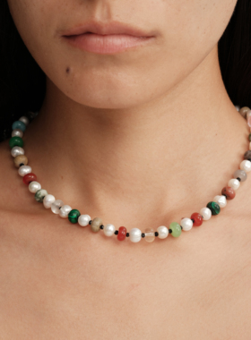 【CnHnOn脂肪商店】小众天然珍珠玛瑙玉髓绿松石彩色手工串珠项链