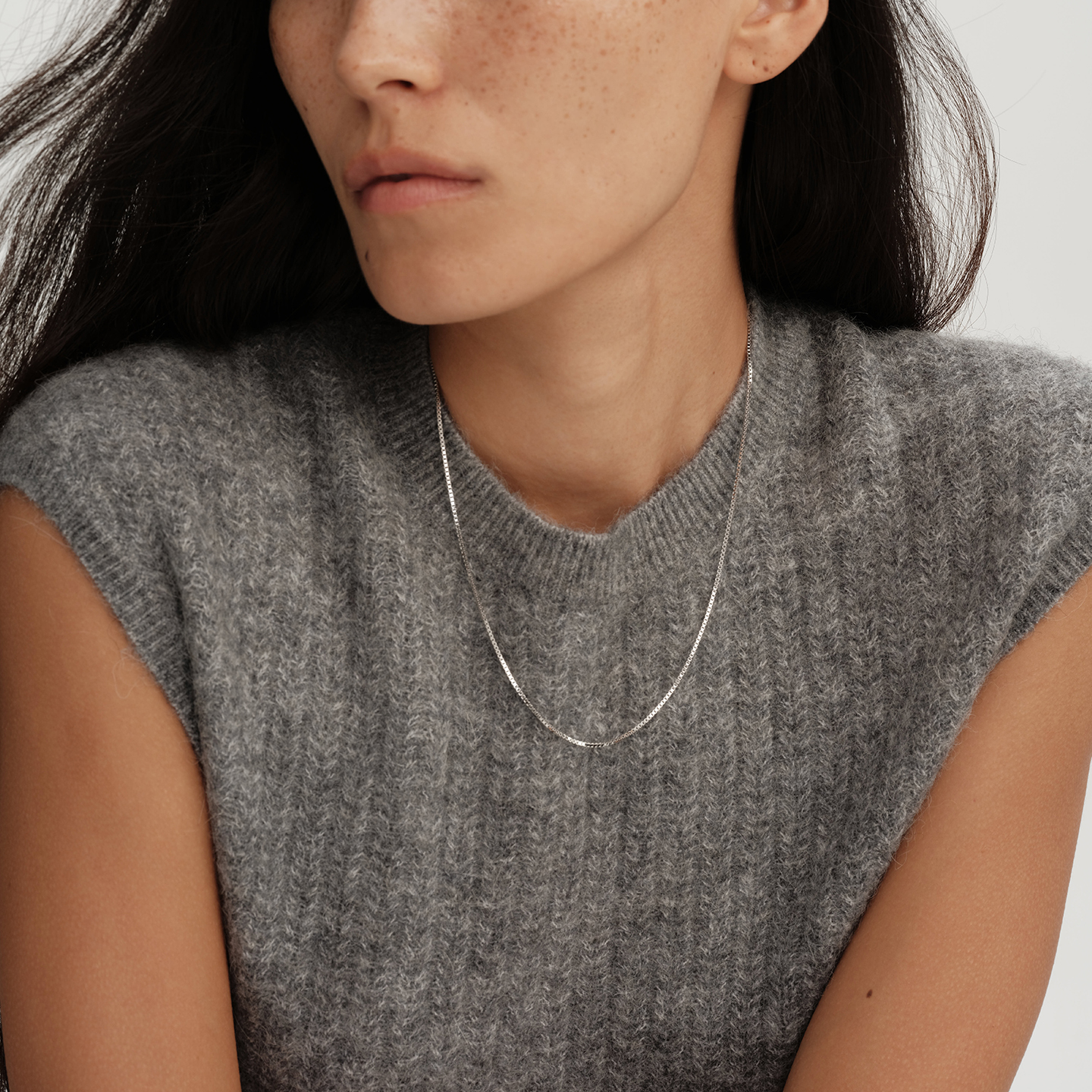 【CnHnOn脂肪商店】s925纯银抽拉式圆珠调节简约个性盒子链银项链