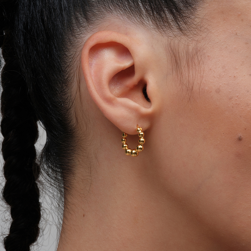 【CnHnOn脂肪商店】欧美简约肯豆日常金圆珠珠渐变小球耳圈耳环