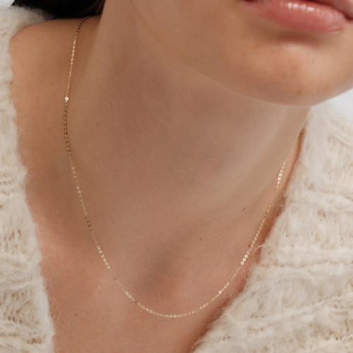 【CnHnOn脂肪商店】纯9k 14k金波光闪闪o链纤细长久陪伴锁骨项链