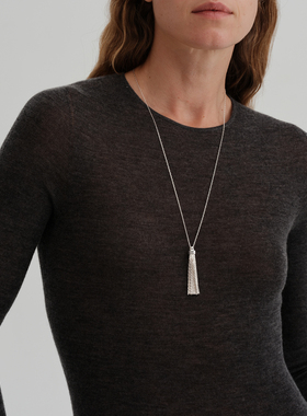 【CnHnOn脂肪商店】复古流苏银链细细密密华丽摆坠长项链毛衣链